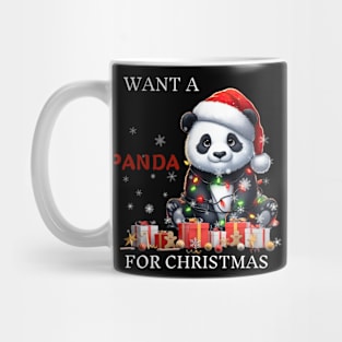 I Want a Panda for Christmas Santa Hat Xmas Mug